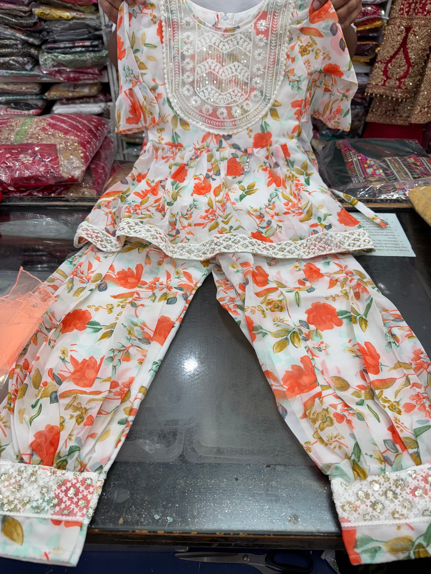 Beautiful designer Afghani style suit for kids