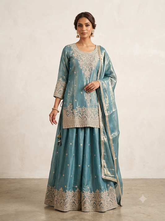 Beautiful designer long top lengha