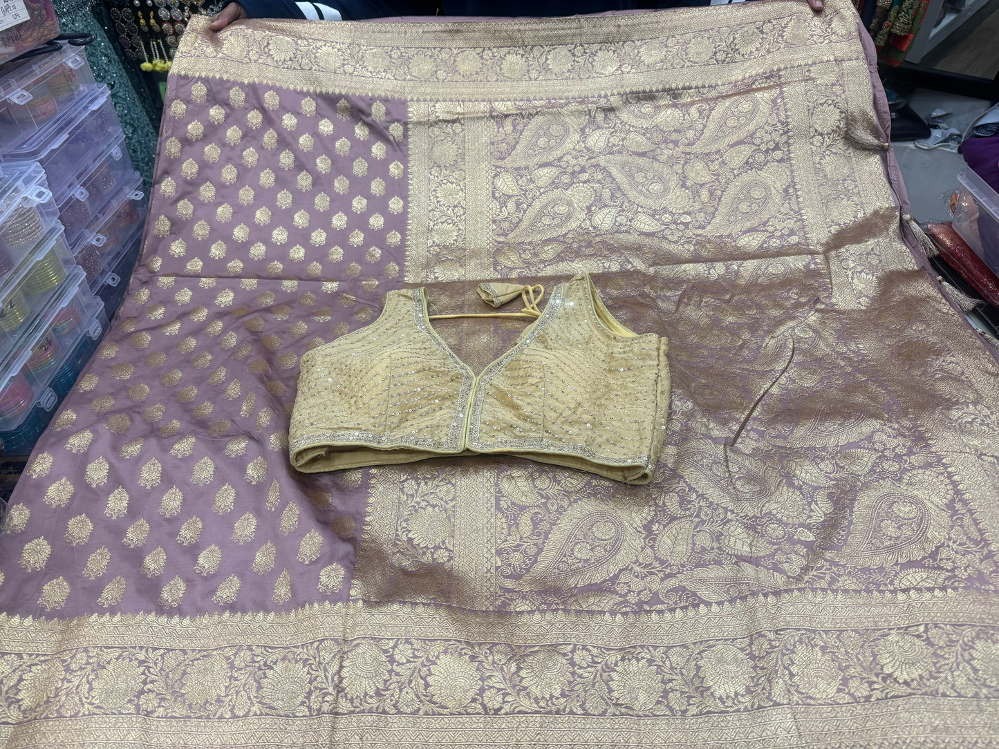 Beautiful designer silk saree with readymade blouse