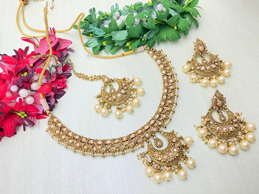 Beautiful designer polki necklace set