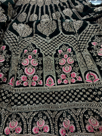 Beautiful designer bridal velvet unstitched lengha
