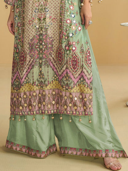 Beautiful designer fully embroidery plazo suit