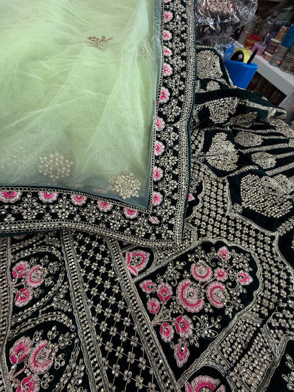 Beautiful designer bridal velvet unstitched lengha
