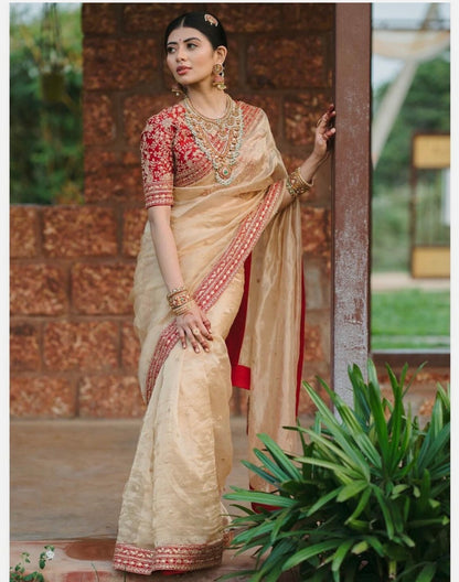 Beautiful designer organza silk saree