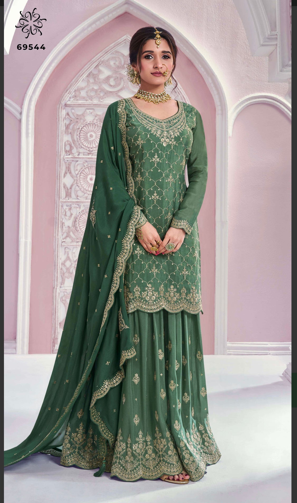 Beautiful designer Embroidred Party Wear plazo suit