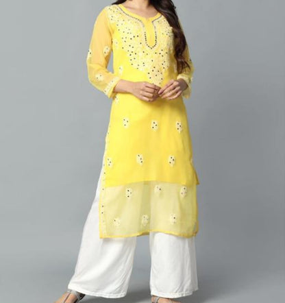 Beautiful designer lucknowi Embroidery Kurti with plazo