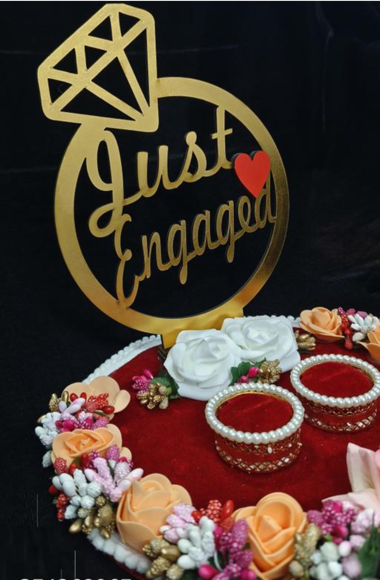 Beautiful engagement tray with 2 ring holders