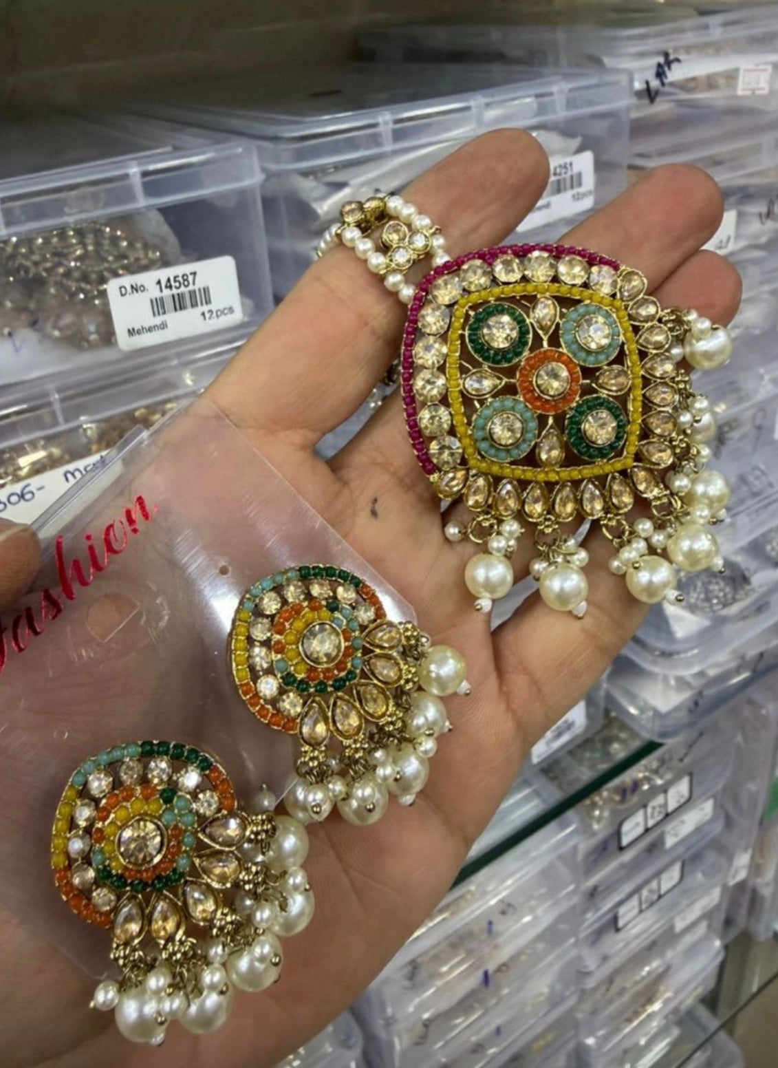 Beautiful designer earrings with bindi/tikka