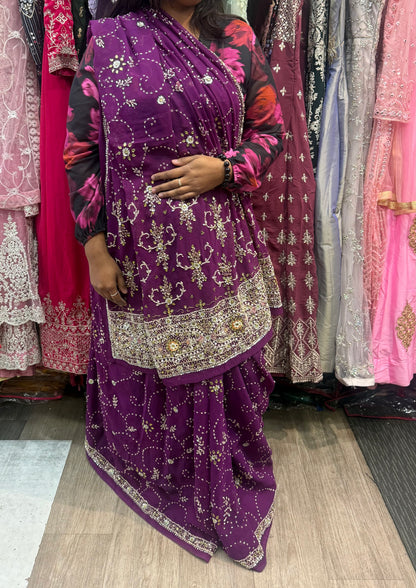 Beautiful designer embroidery saree with readymade blouse