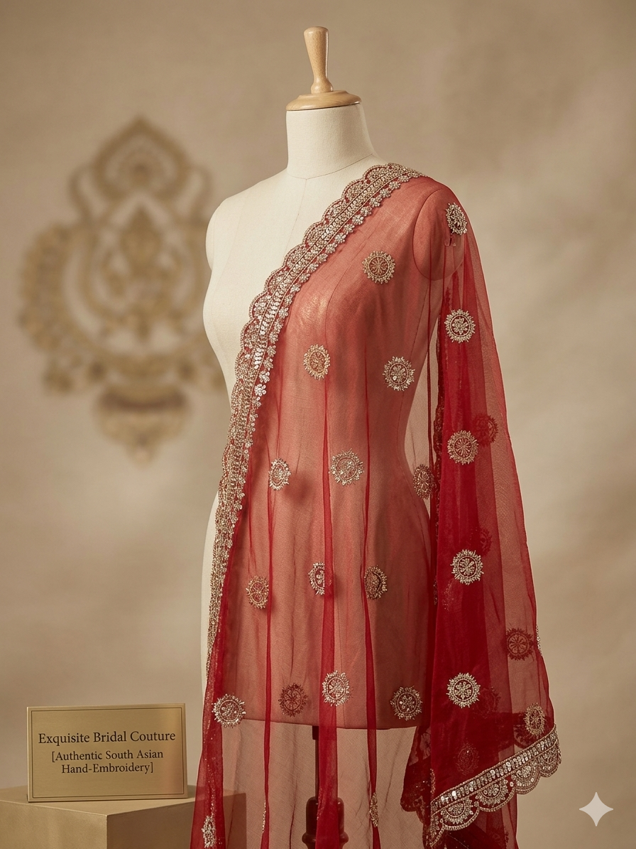 Beautiful designer bridal dupatta