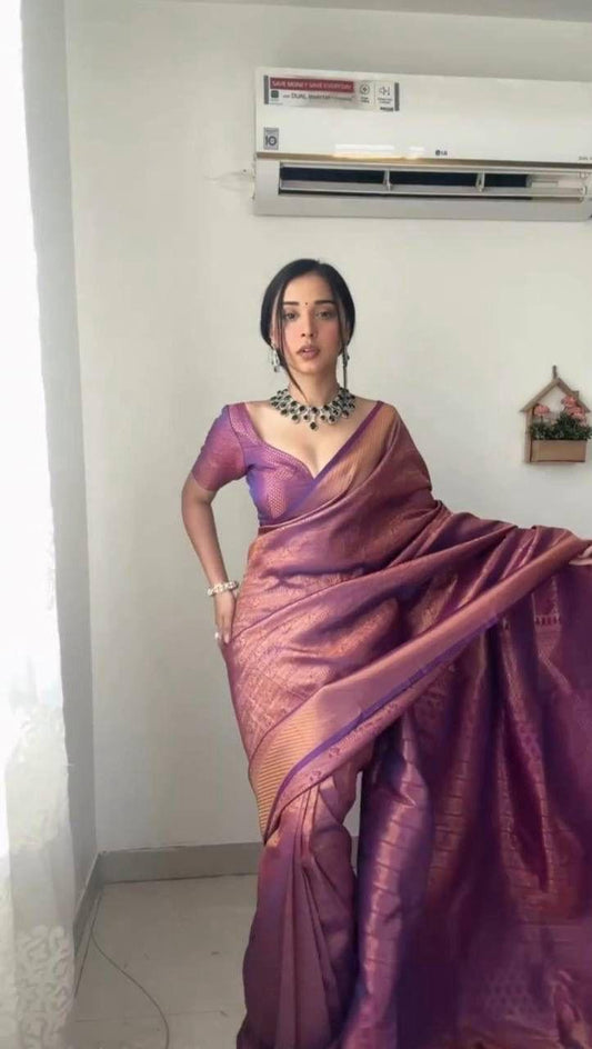 Beautiful designer one minute silk saree