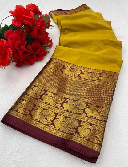 Beautiful designer Pure cottonSilk saree with Blouse piece