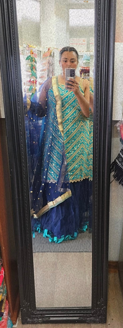 Beautiful designer long top lengha suit