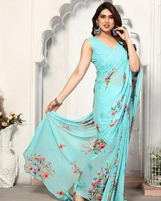 Beautiful designer geogrette floral saree