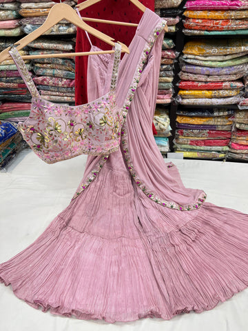 Beautiful designer sharara saree with readymade blouse