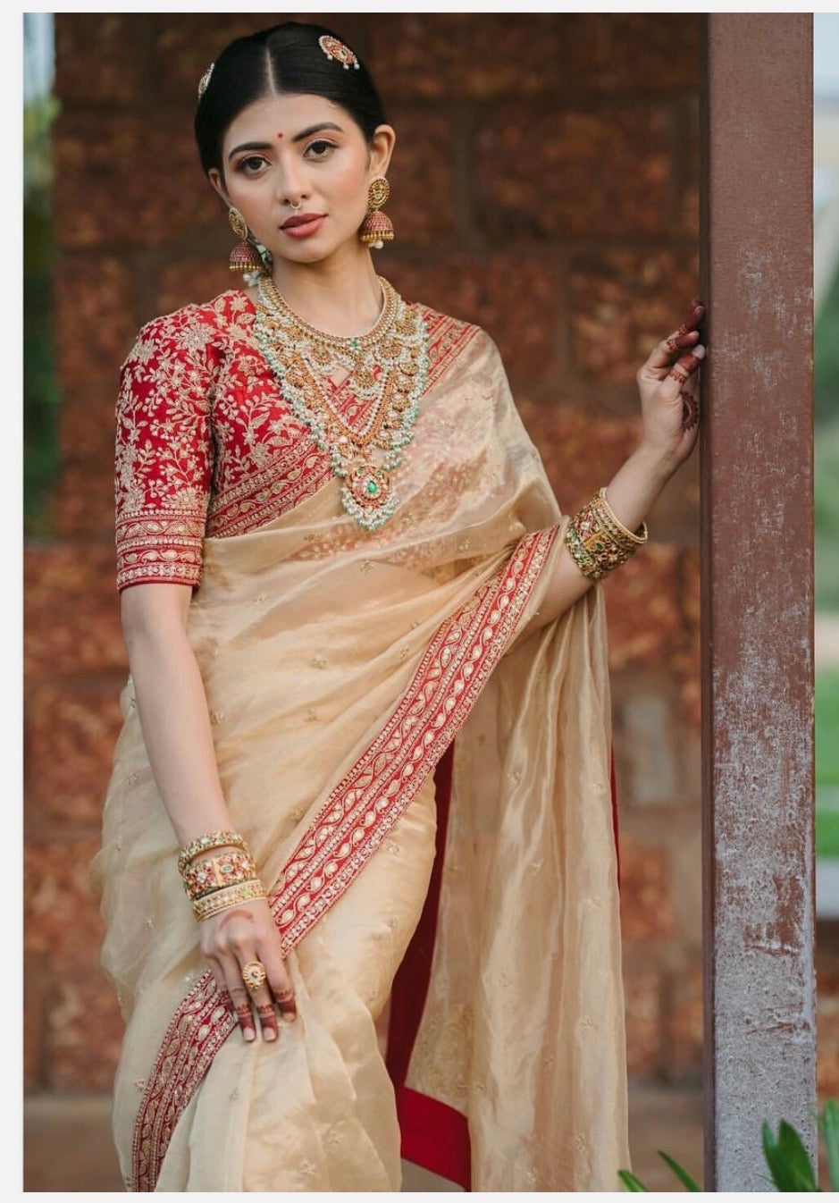 Beautiful designer organza silk saree