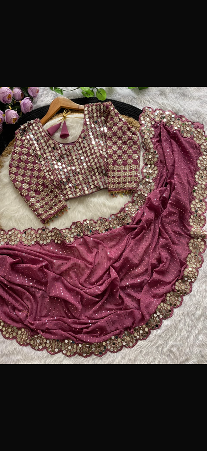 Beautiful designer Designer Mirror Work sarees