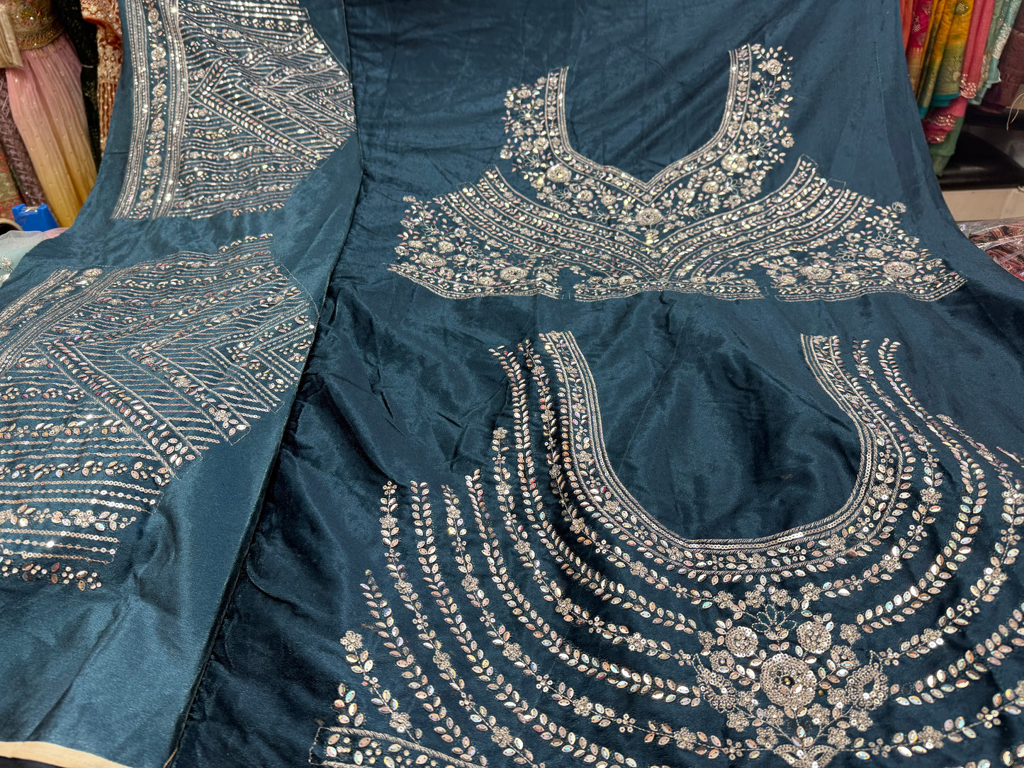 Beautiful designer heavily embroidered lengha with 2 dupatta