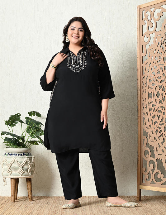 Beautiful designer Black Mirror Embellished Co-ord Set