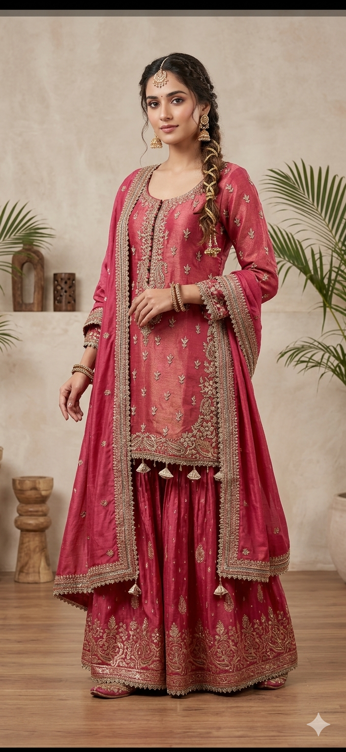 Beautiful designer heavily embroidery jimmy choo sharara suit