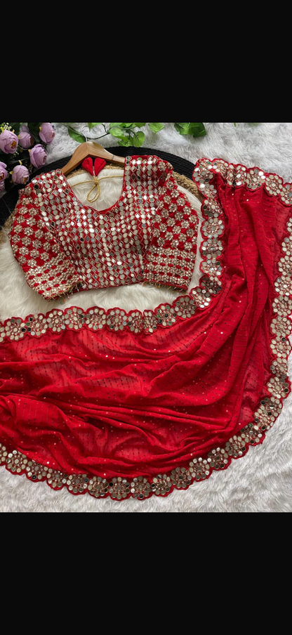 Beautiful designer Designer Mirror Work sarees