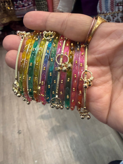 Beautiful designer multicolor raindrop bangles with Kashmiri bangles