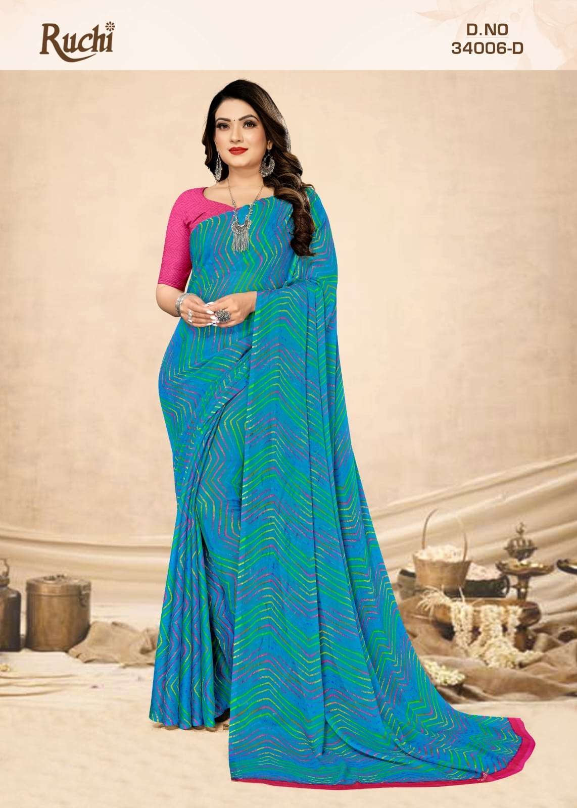 Beautiful designer chiffon lehriya saree