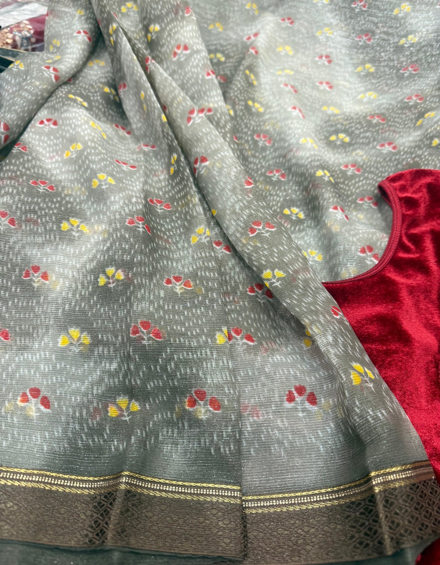 Beautiful designer saree blouse combo