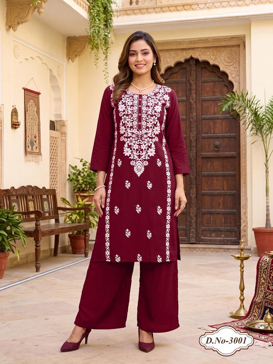 Beautiful designer lucknowi Kurti plazo