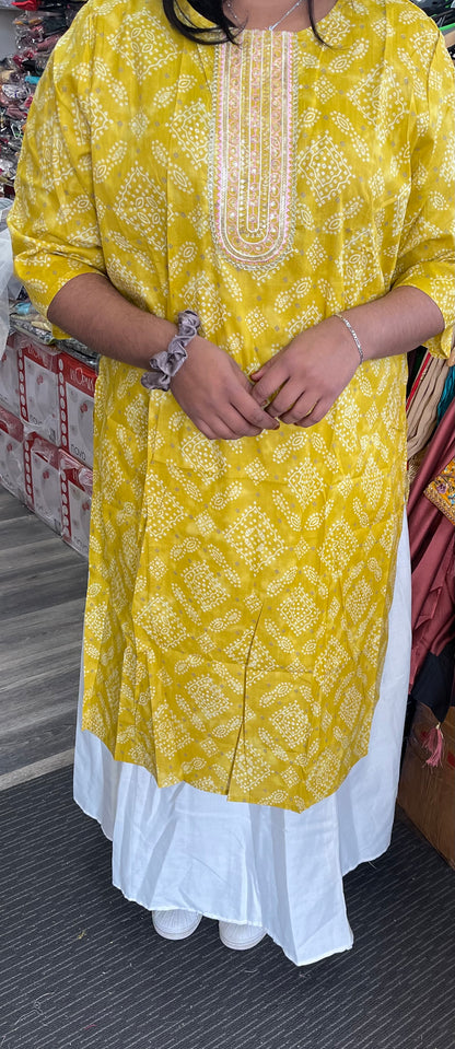 Beautiful designer rayon kurti with skirt