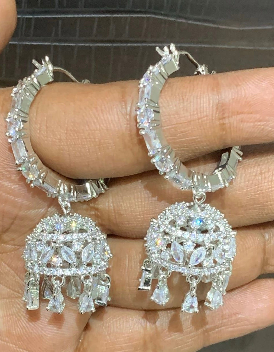 Beautiful designer American diamond jhumki earrings