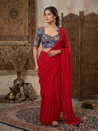 Beautiful designer saree blouse combo