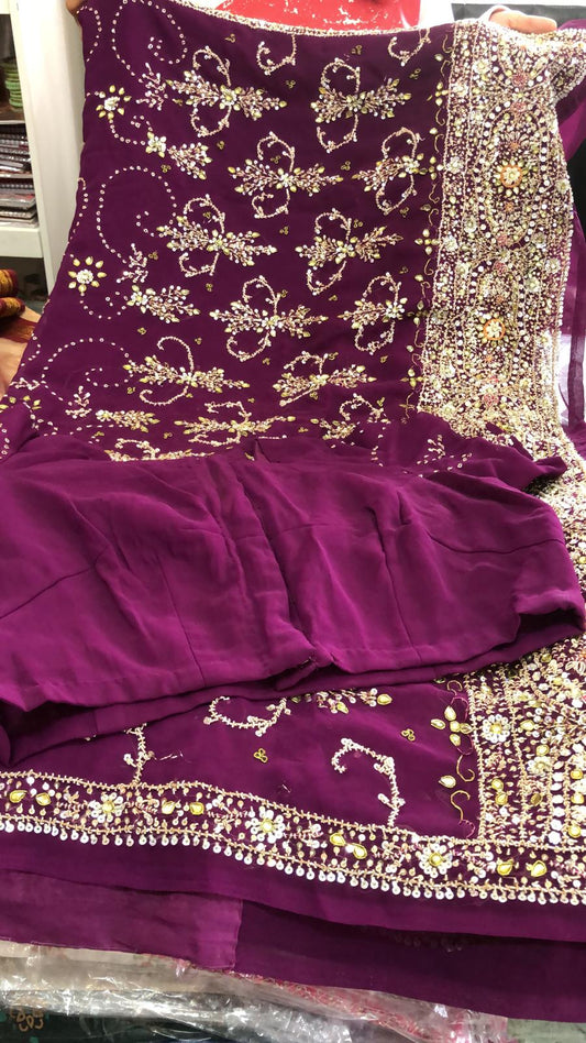 Beautiful designer embroidery saree with readymade blouse