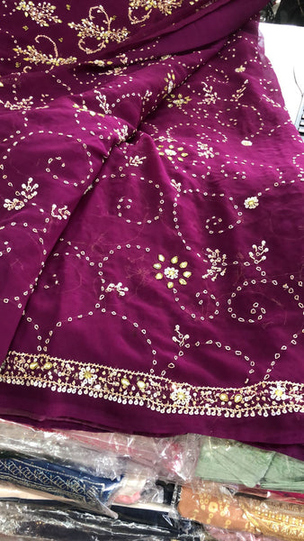 Beautiful designer embroidery saree with readymade blouse