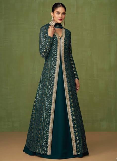 Beautiful designer gown with koti/jacket