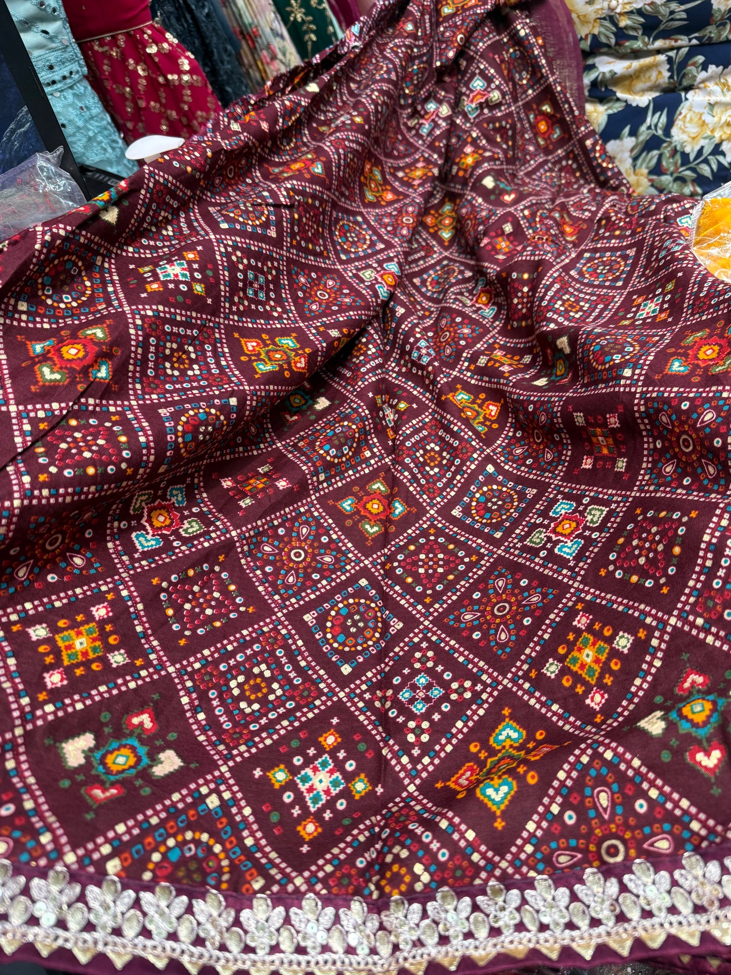 Beautiful designer Jimmy Choo bandhani saree