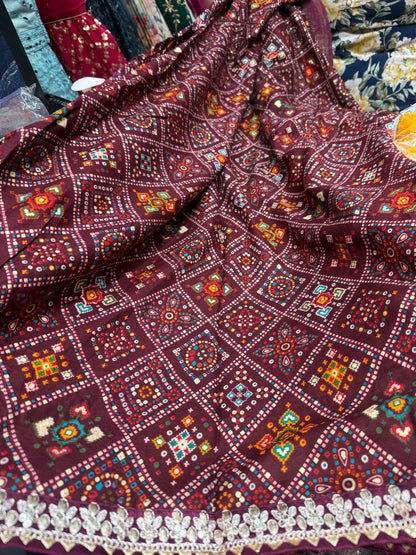 Beautiful designer Jimmy Choo bandhani saree