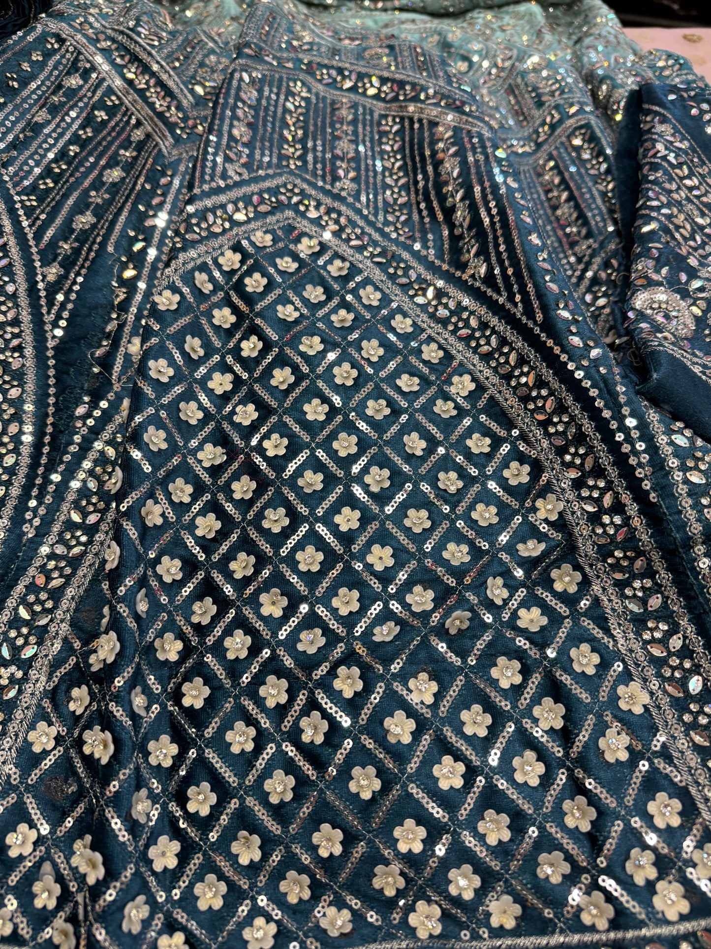 Beautiful designer heavily embroidered lengha with 2 dupatta