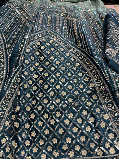 Beautiful designer heavily embroidered lengha with 2 dupatta