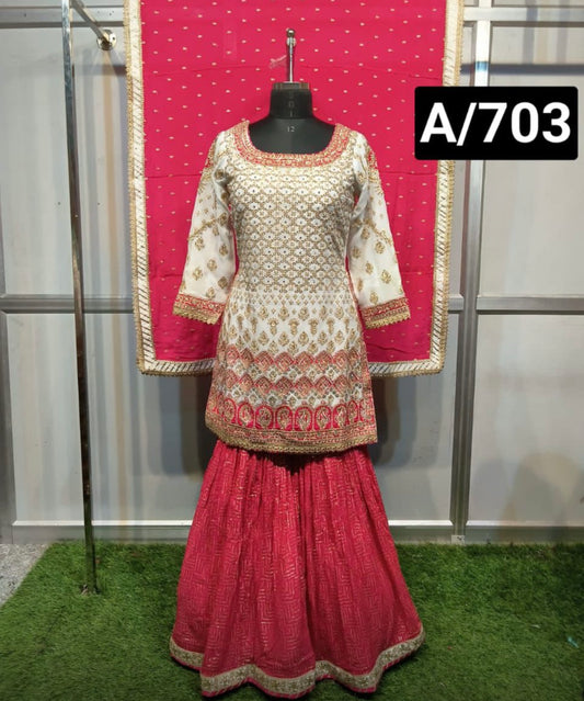 Beautiful designer heavily embroidery sharara suit