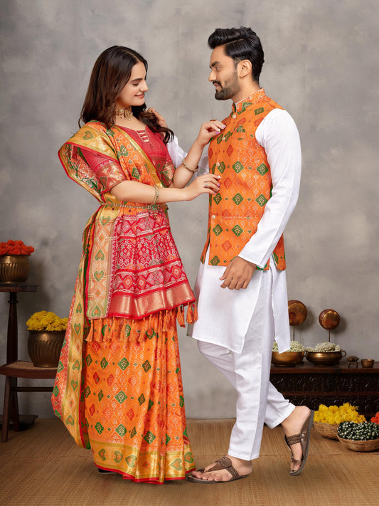Beautiful saree with kurta set with shipping