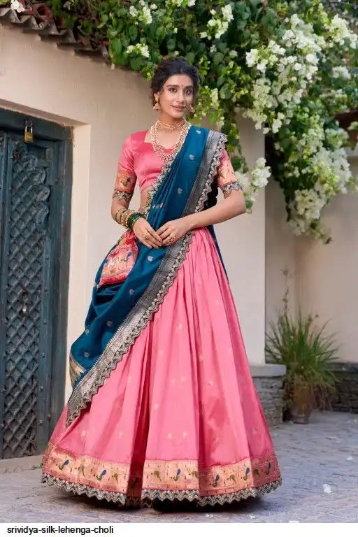 Beautiful designer lengha choli with matching potli