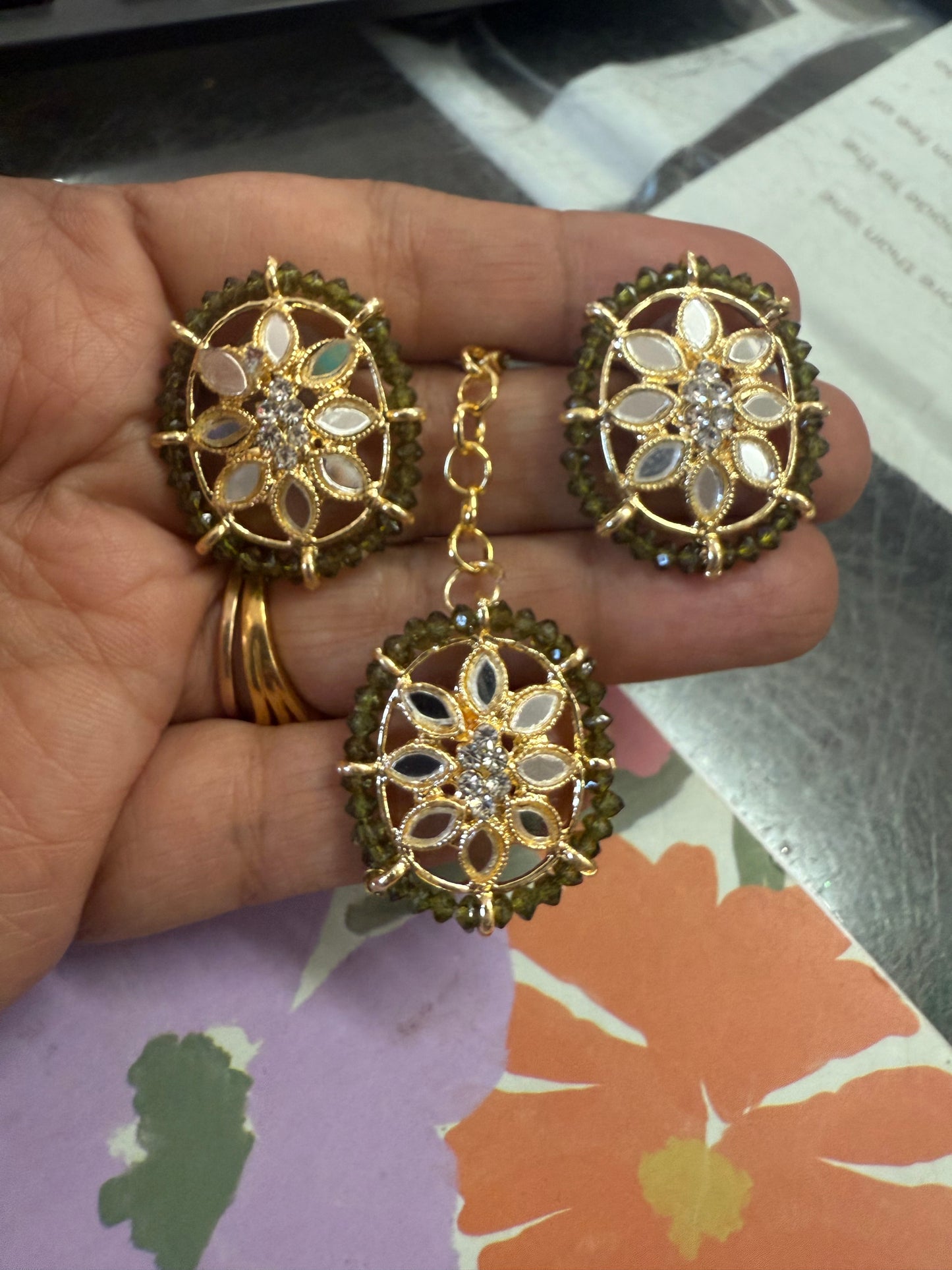 Beautiful designer studs with tikka/bindi