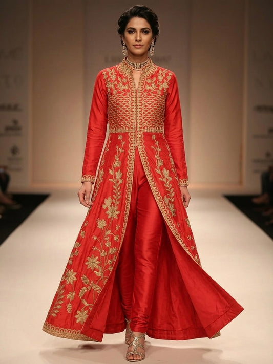 Beautiful designer indo western 2 piece front open suit