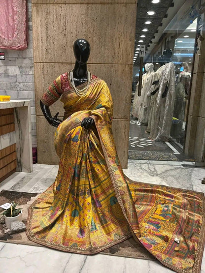 Beautiful designer Pure Kanni Silk Woven Sarees with Ready Blouse and Sabysachi Border