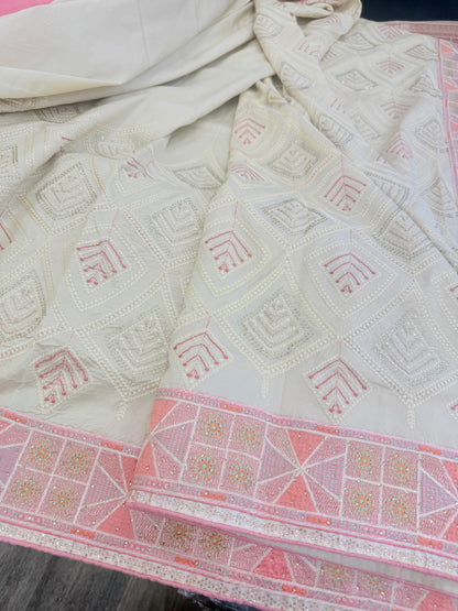 Beautiful designer fully embroidery silk saree