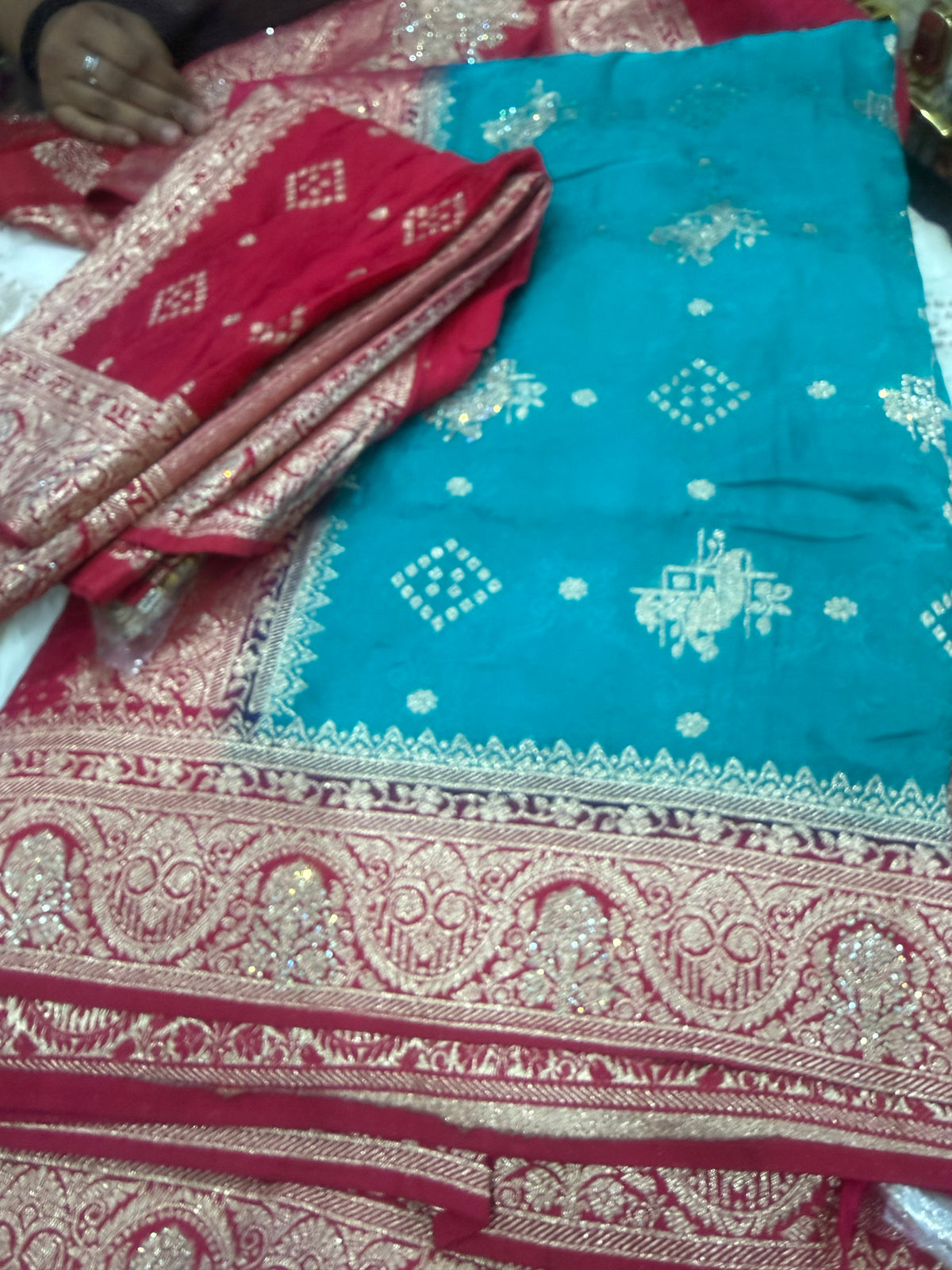 Beautiful designer silk saree with matching silk dupatta