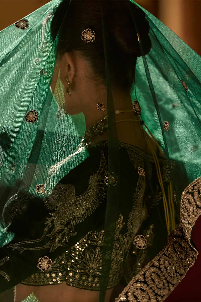 Beautiful designer Wedding Special Green Embroidered Lehenga with Dupatta