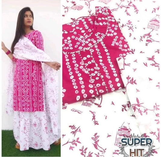 Beautiful cotton kurti skirt dupptta set