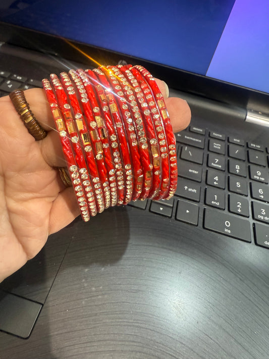 Beautiful designer stone work glass bangles